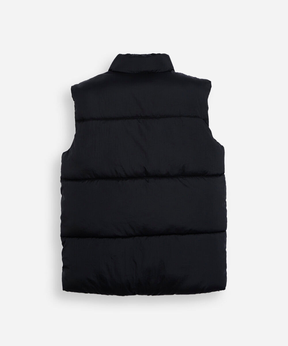 colete puffer infantil gola alta preto