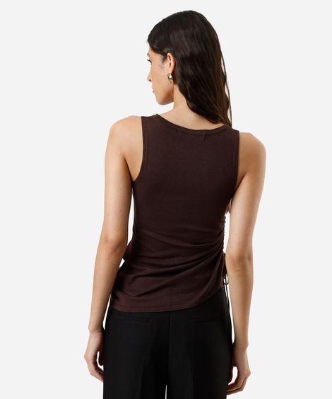 regata feminina com viscose franzida marrom