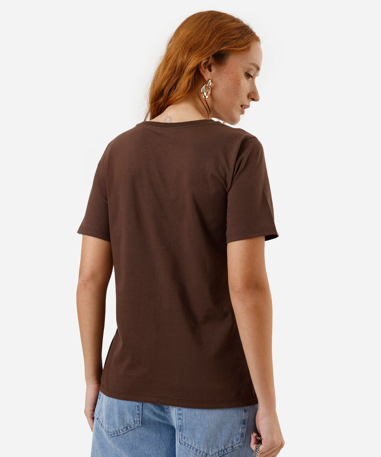 camiseta feminina  local petite marrom