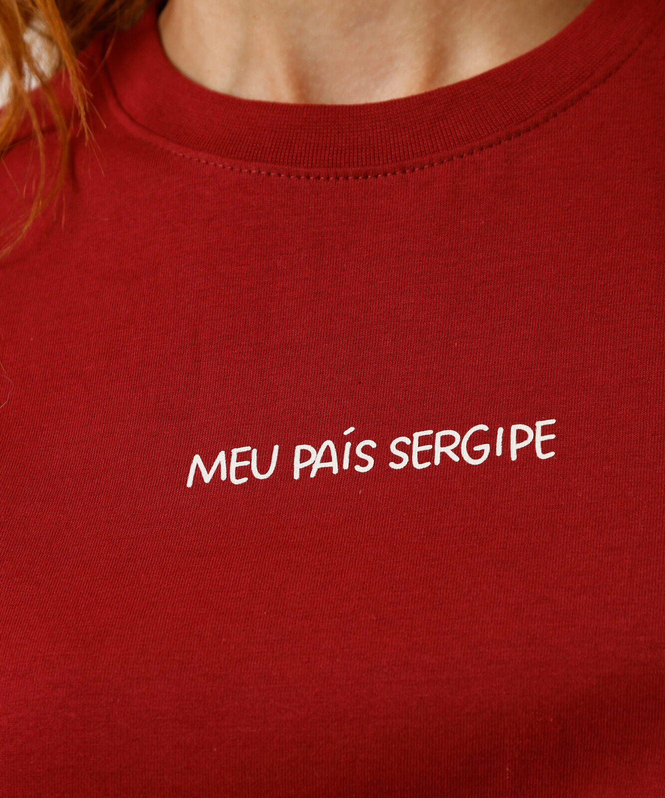 camiseta de algodão feminina meu país sergipe vinho