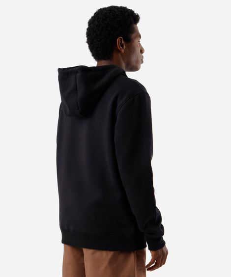 blusão masculino de moletom com capuz e bordado preto