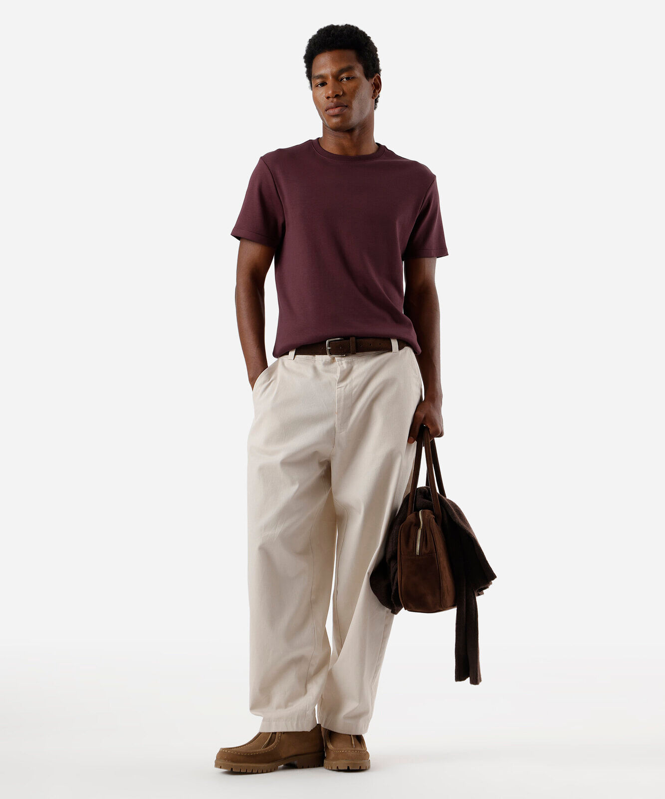 camiseta masculina de algodão peruano slim fit vinho