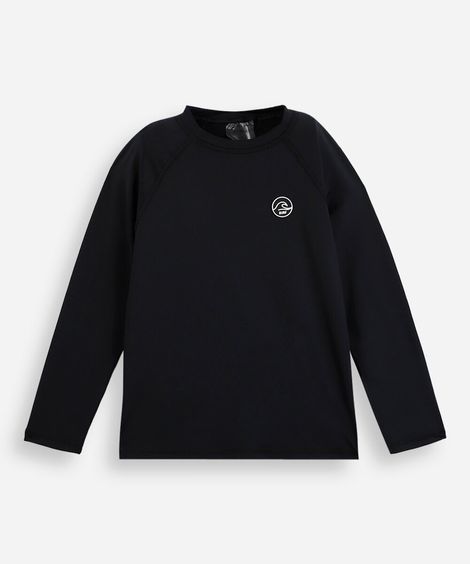 camiseta infantil com proteção uv manga longa preta