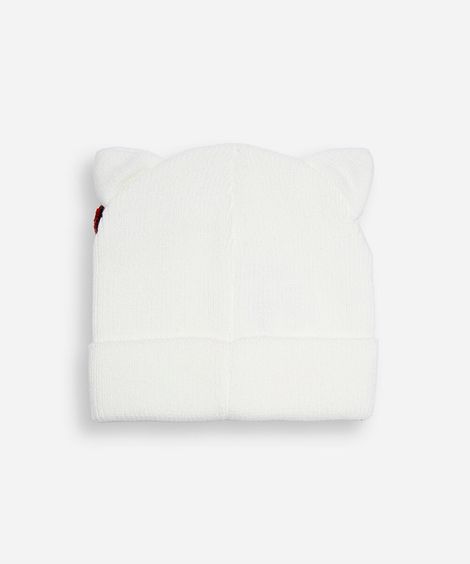 gorro infantil de tricot com orelhas hello kitty off white