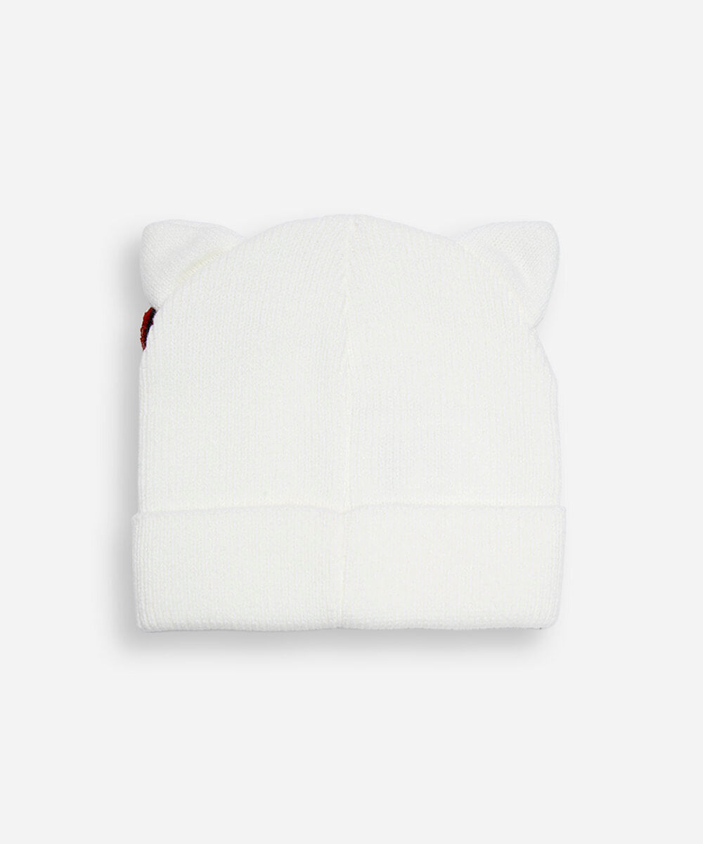gorro infantil de tricot com orelhas hello kitty off white