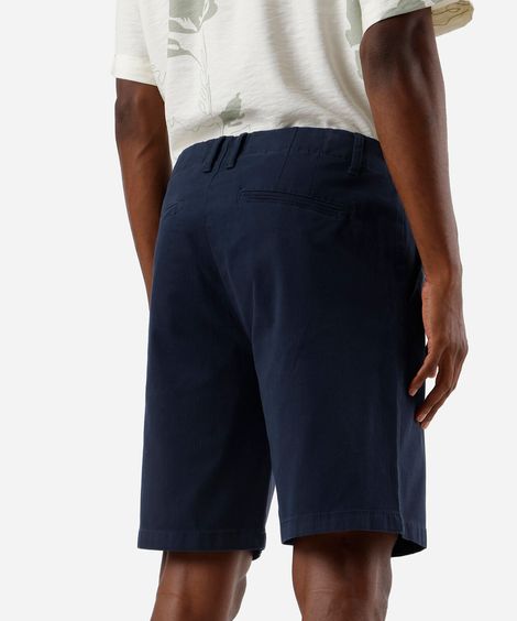 bermuda chino reta masculina de sarja azul