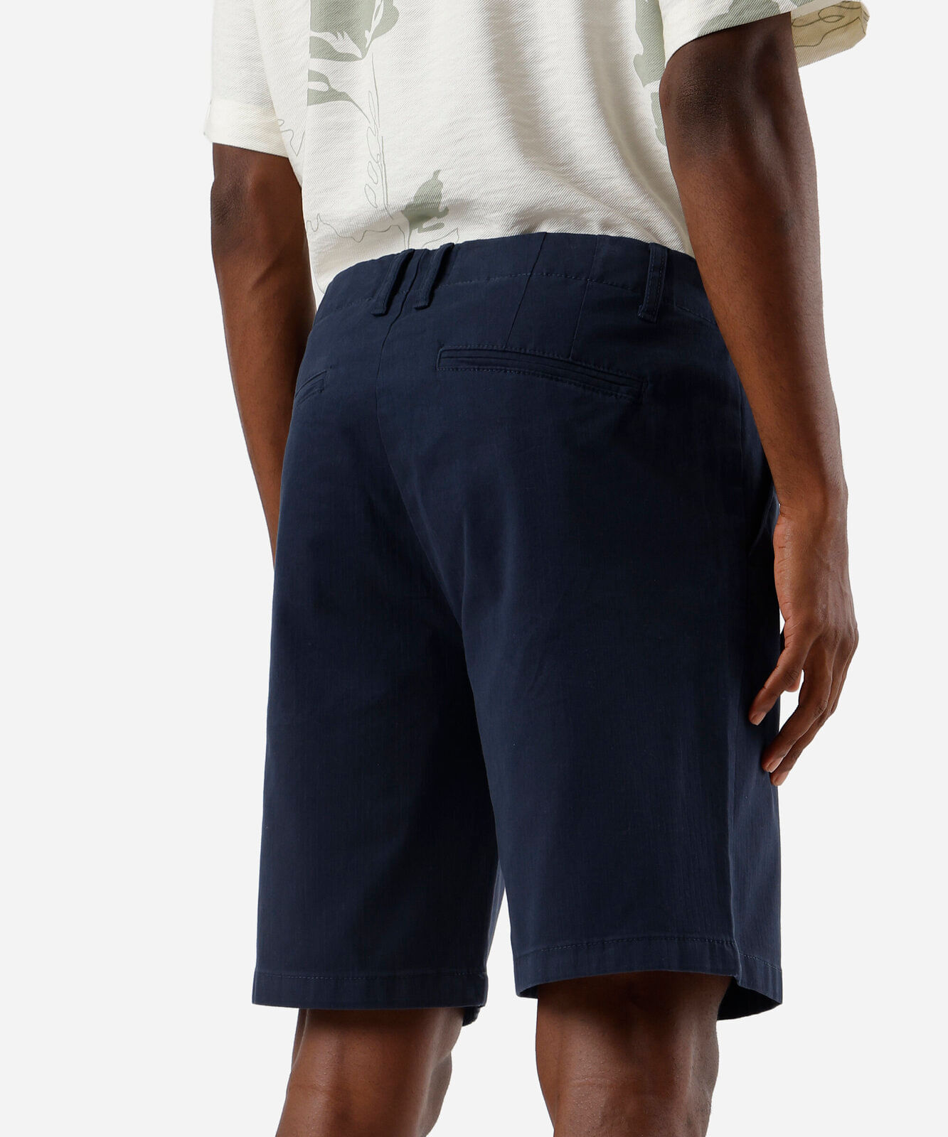 bermuda chino reta masculina de sarja azul