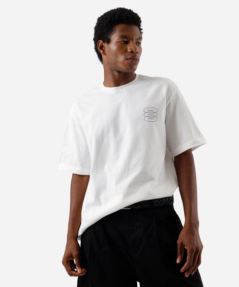 camiseta masculina de algodão estampada off white