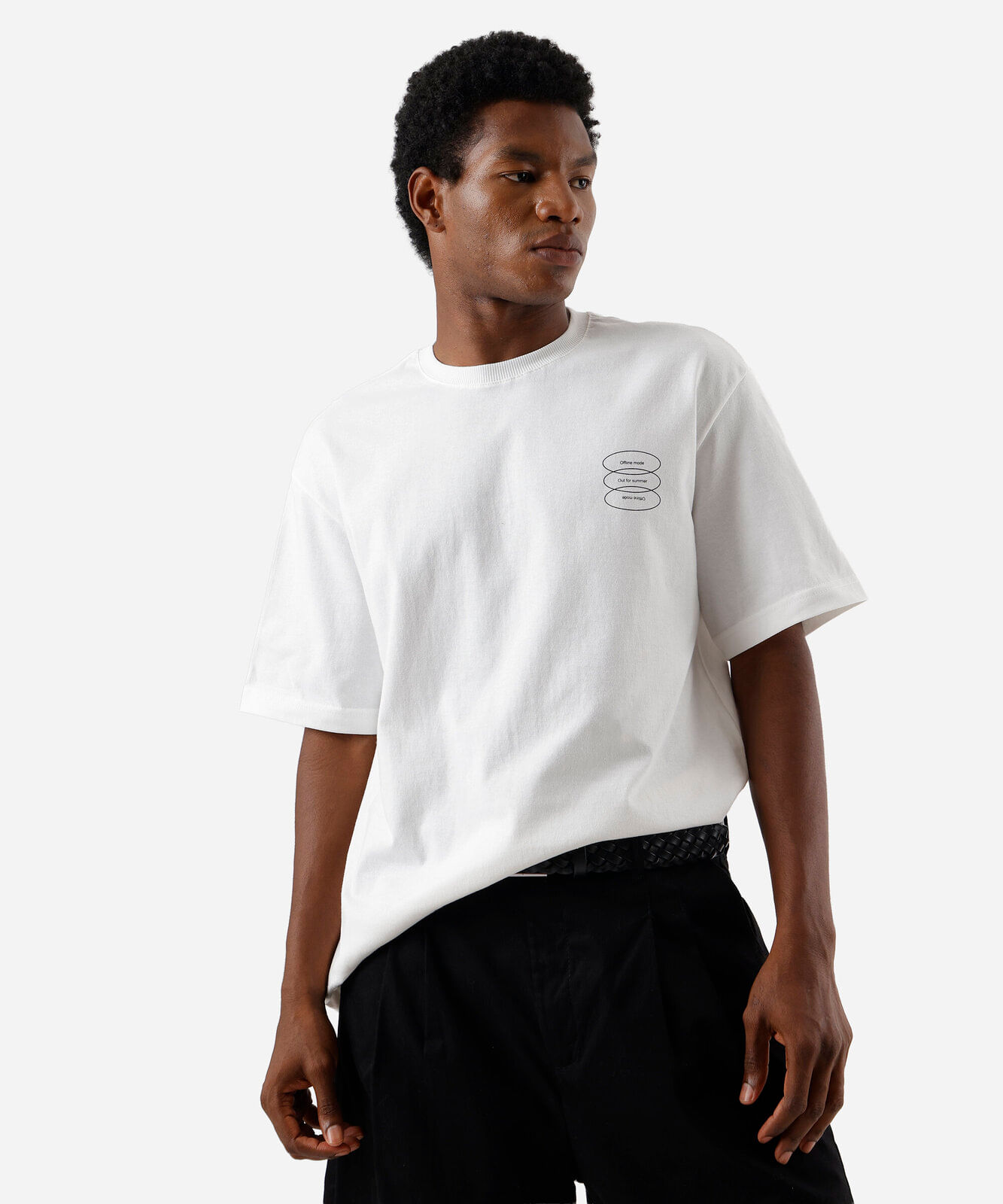 camiseta masculina de algodão estampada off white