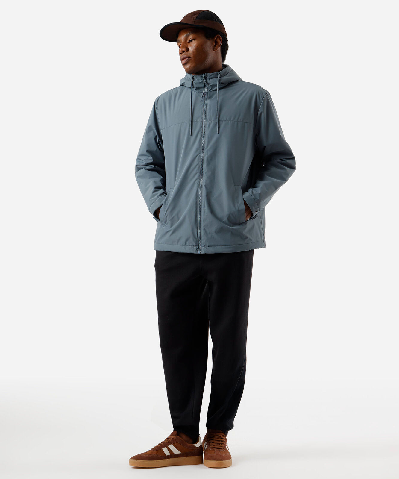 jaqueta masculina com capuz azul