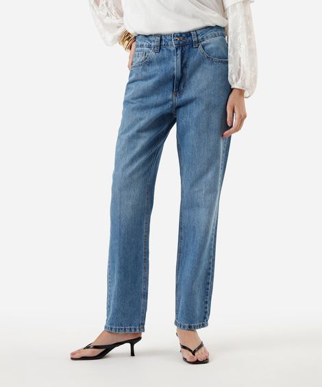 calça slim feminina jeans cintura alta azul