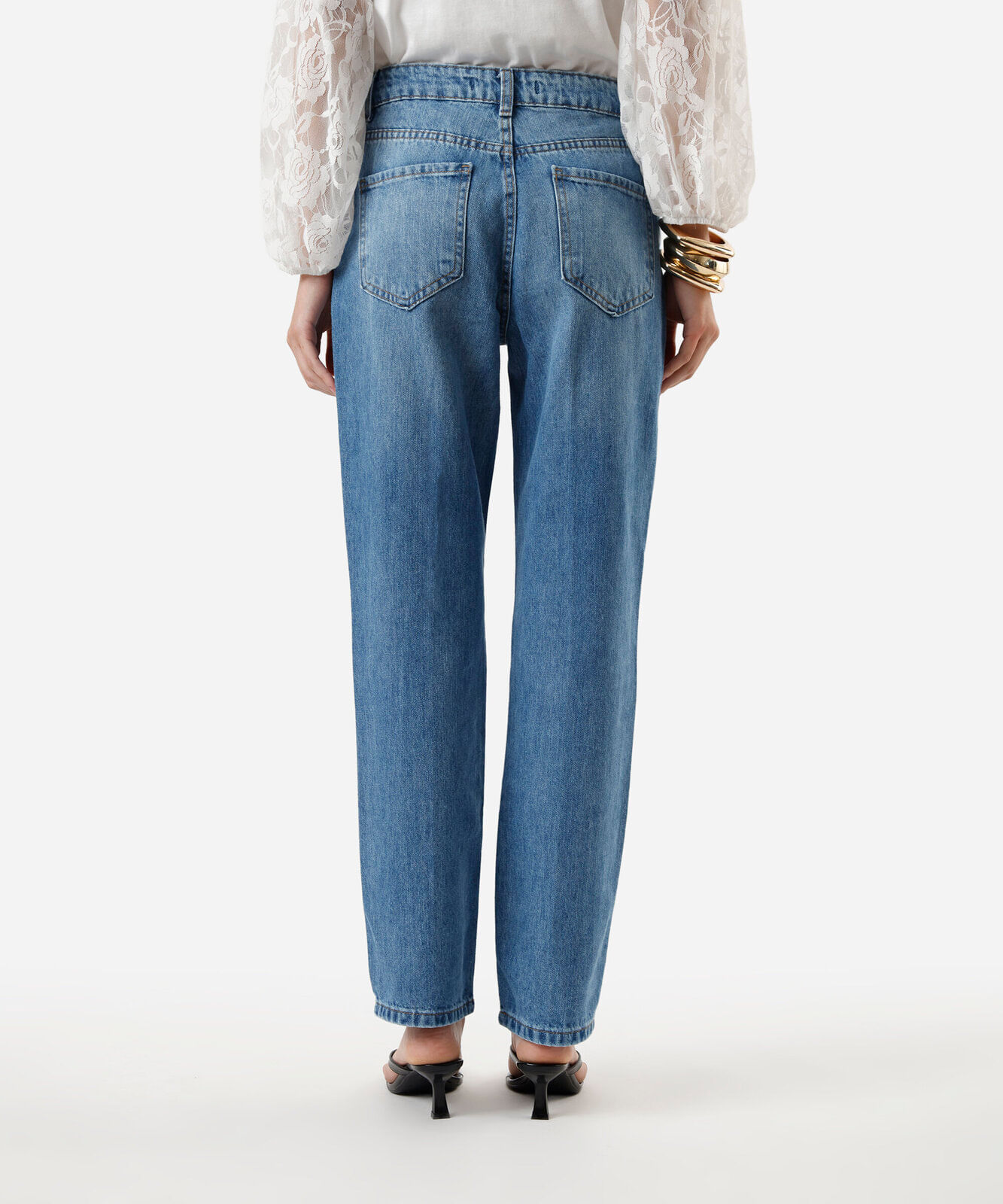 calça slim feminina jeans cintura alta azul
