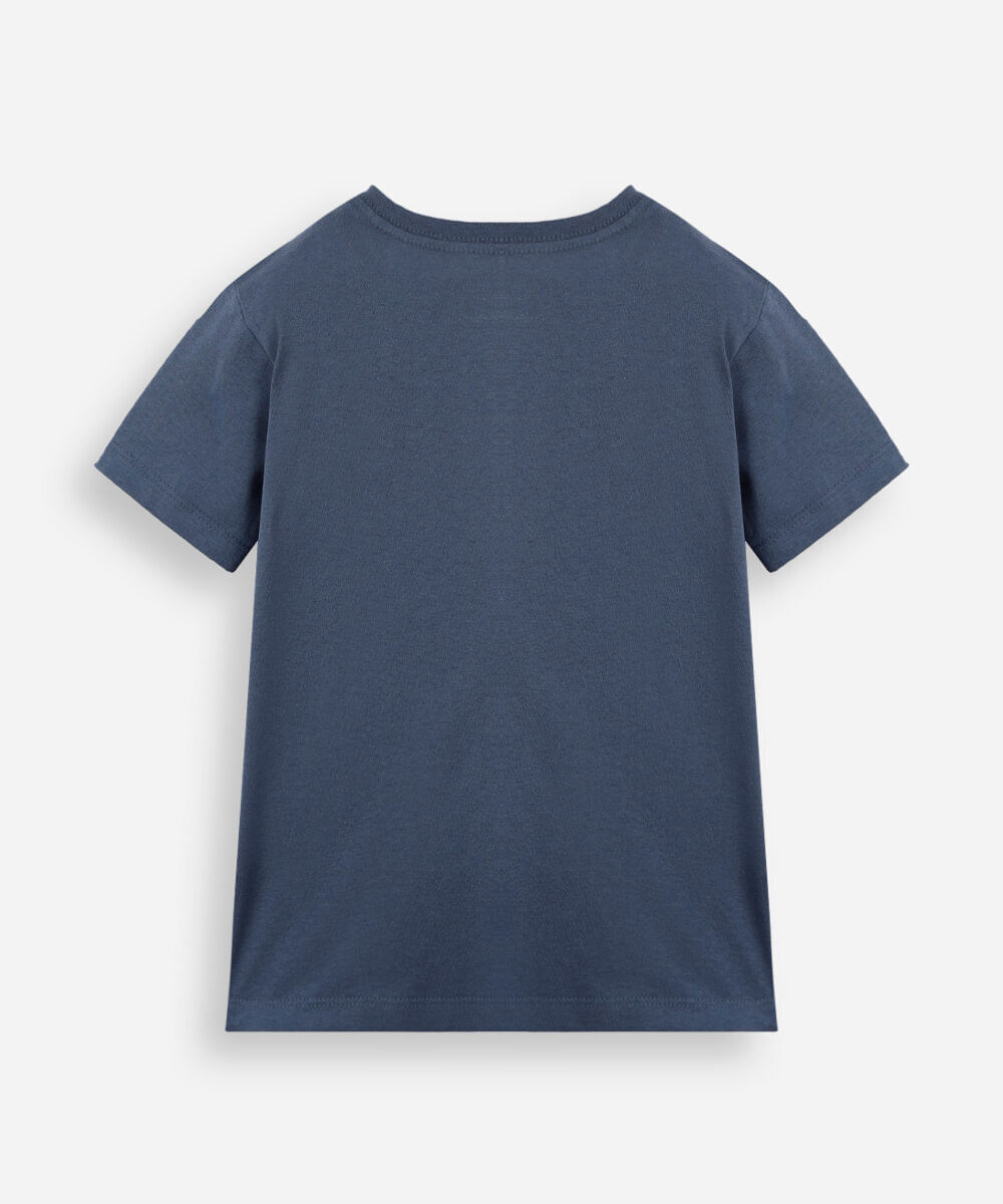 camiseta de algodão infantil manga curta básica azul