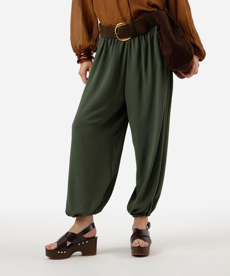 calça aladim feminina  texturizada verde