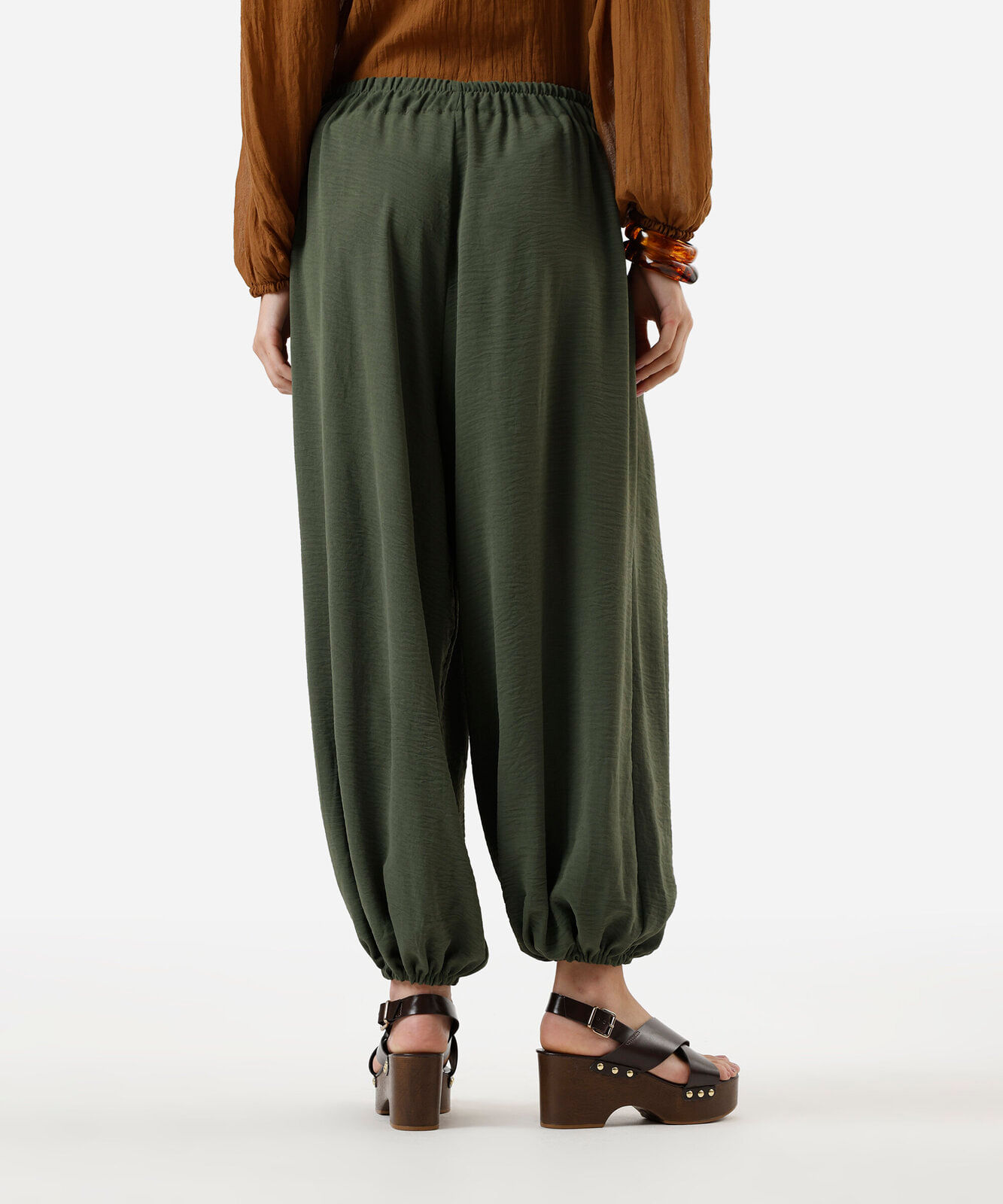 calça aladim feminina  texturizada verde