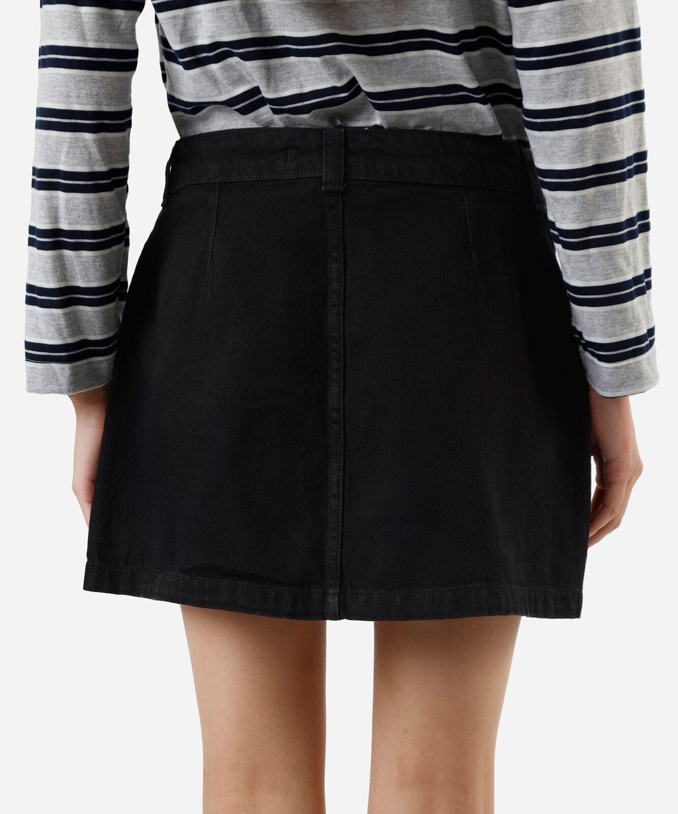 minissaia feminina jeans cintura alta preta