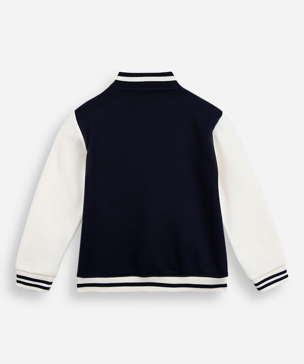 jaqueta bomber infantil de moletom new york azul