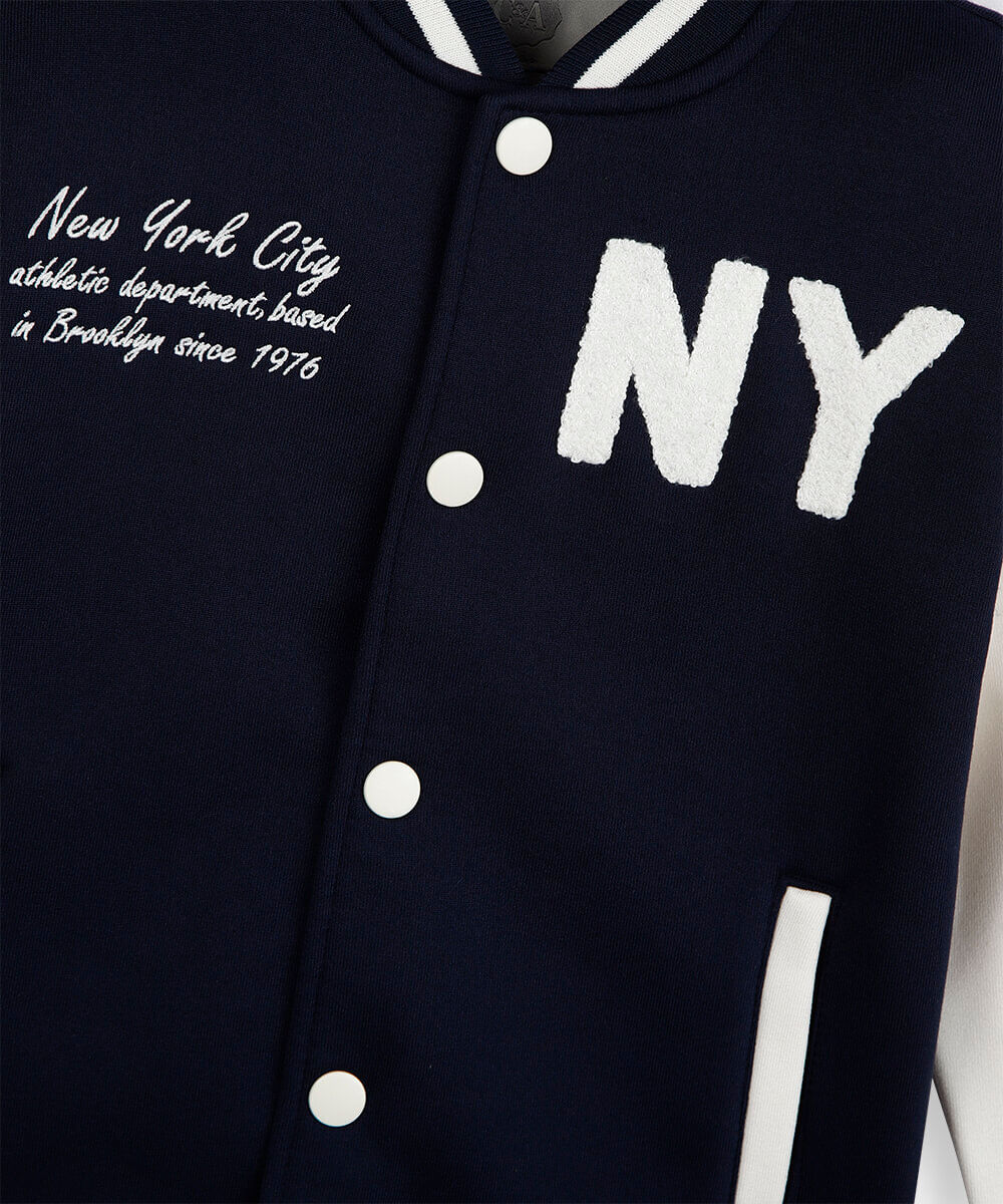 jaqueta bomber infantil de moletom new york azul