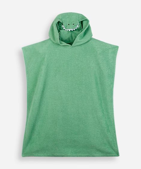 poncho infantil com capuz jacaré verde