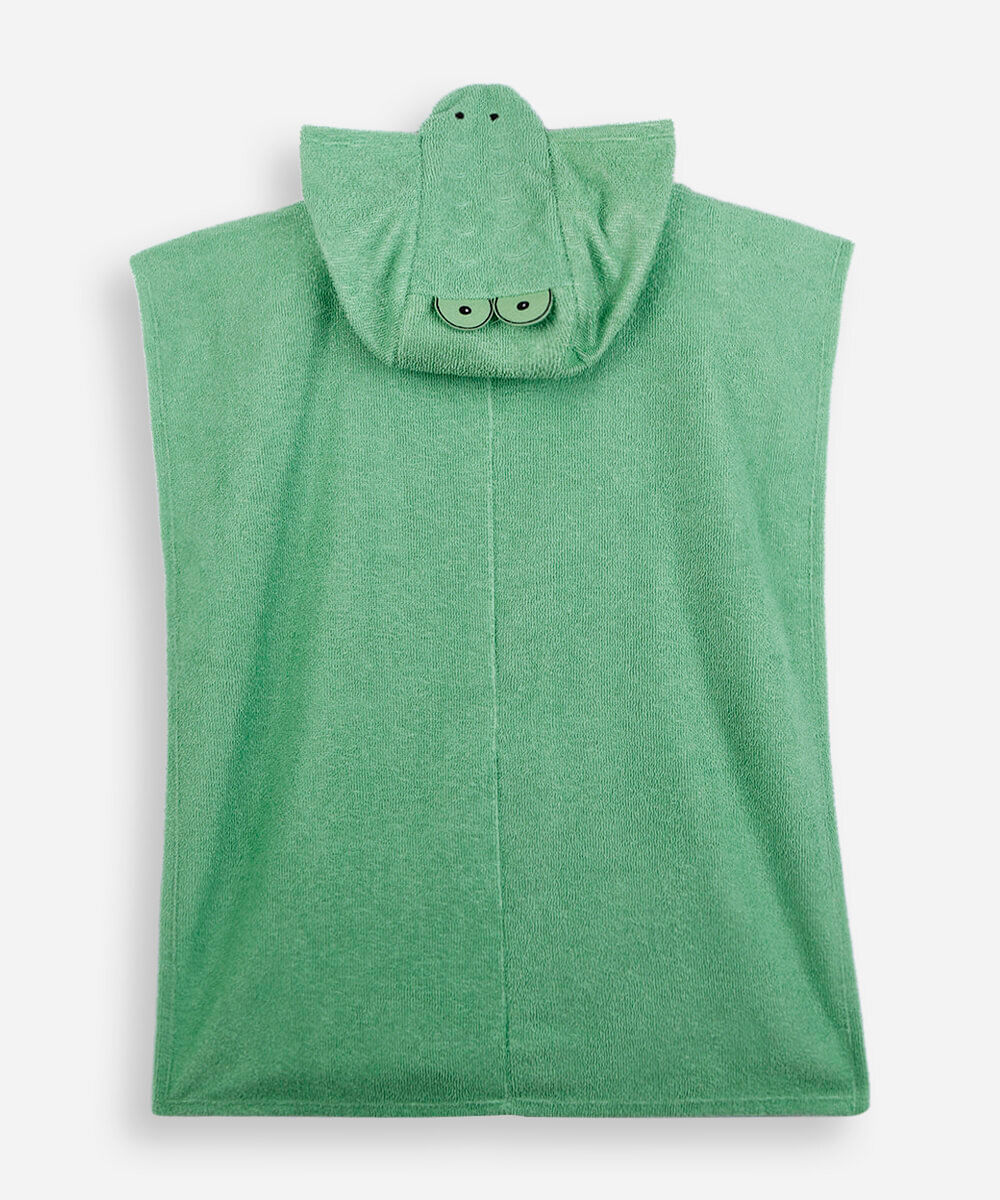 poncho infantil com capuz jacaré verde
