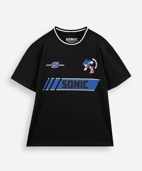 camiseta esportiva infantil sonic preta