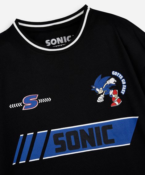 camiseta esportiva infantil sonic preta