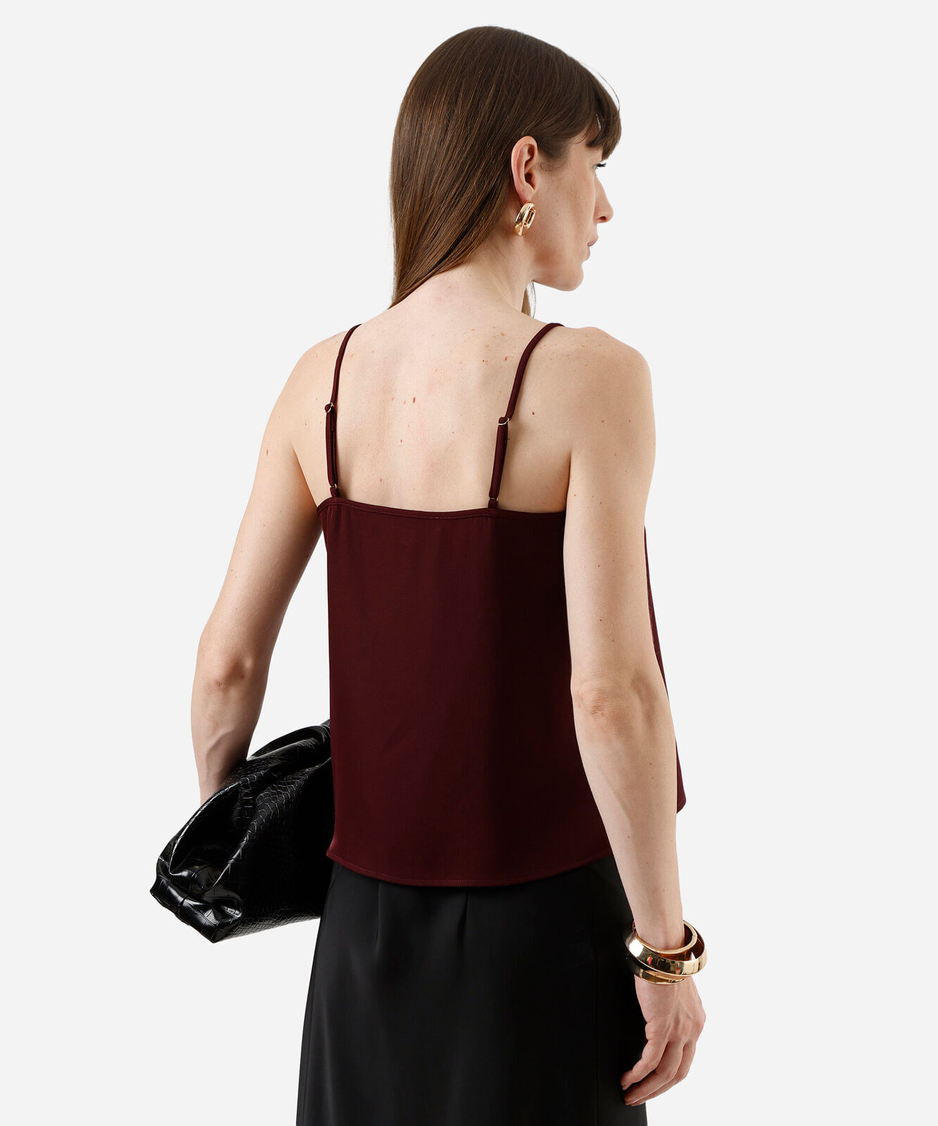 regata alça fina feminina com renda acetinada vinho