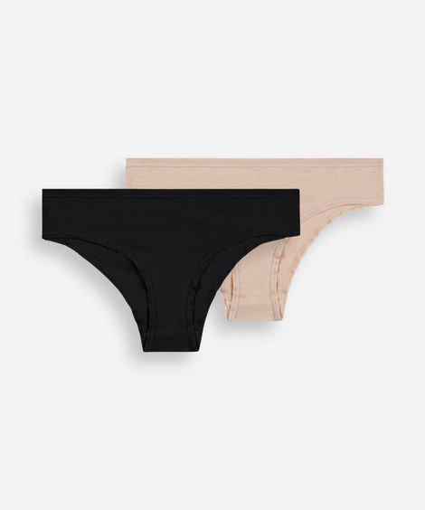 kit de 2 calcinhas biquíni feminino de algodão colorido