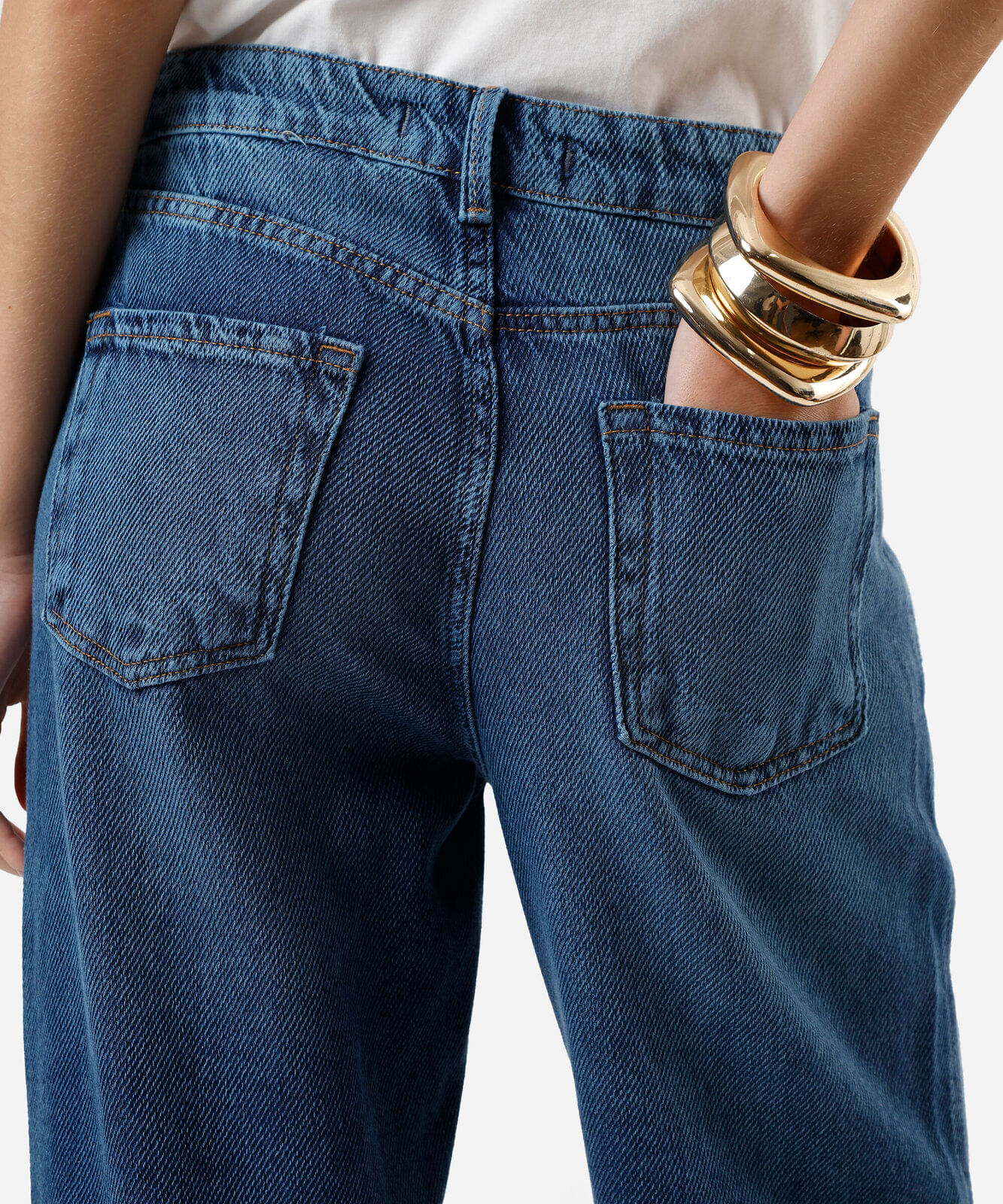 calça wide leg slim feminina jeans cintura média azul