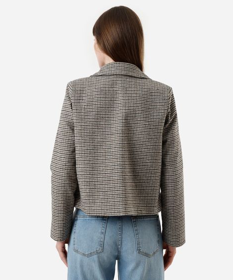 jaqueta feminina pied de poule bege