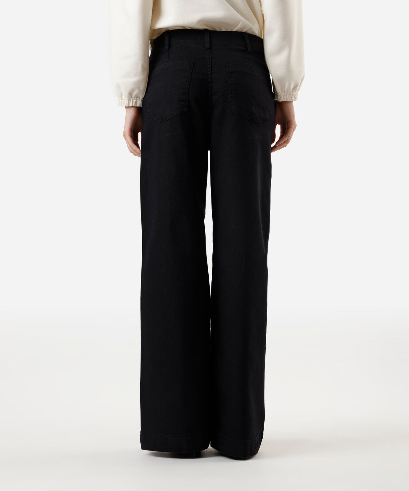 calça wide leg feminina jeans cintura alta preta