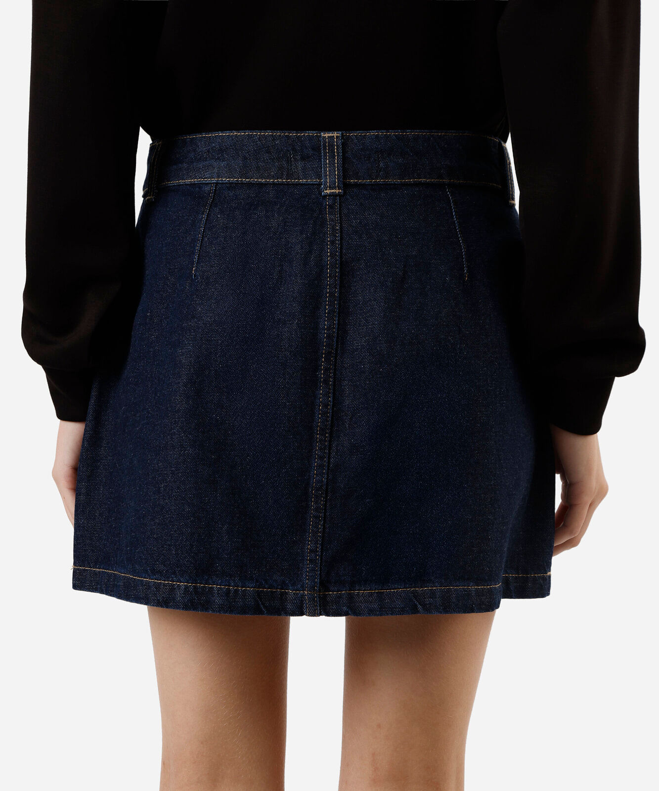 minissaia feminina jeans cintura alta azul