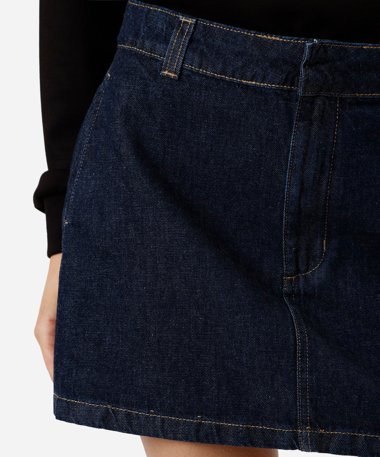 minissaia feminina jeans cintura alta azul