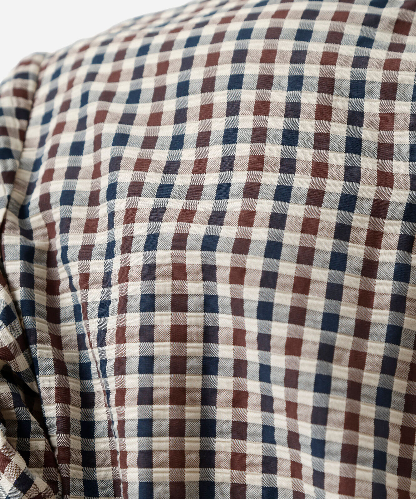 blusa cropped feminina manga bufante xadrez bege