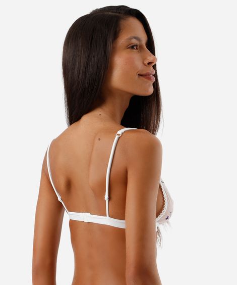 sutiã triângulo feminino de tule com bordado floral off white