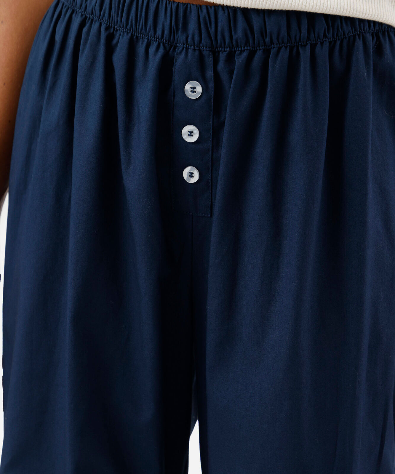 calça feminina de pijama em algodão com botões azul