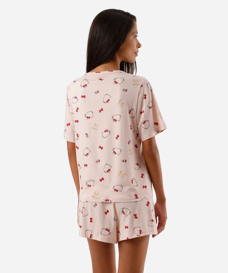 pijama short doll feminino hello kitty rosa