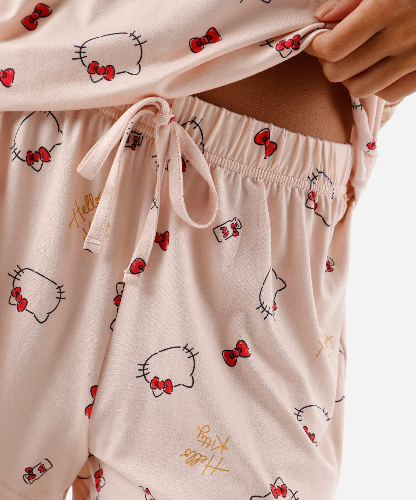 pijama short doll feminino hello kitty rosa