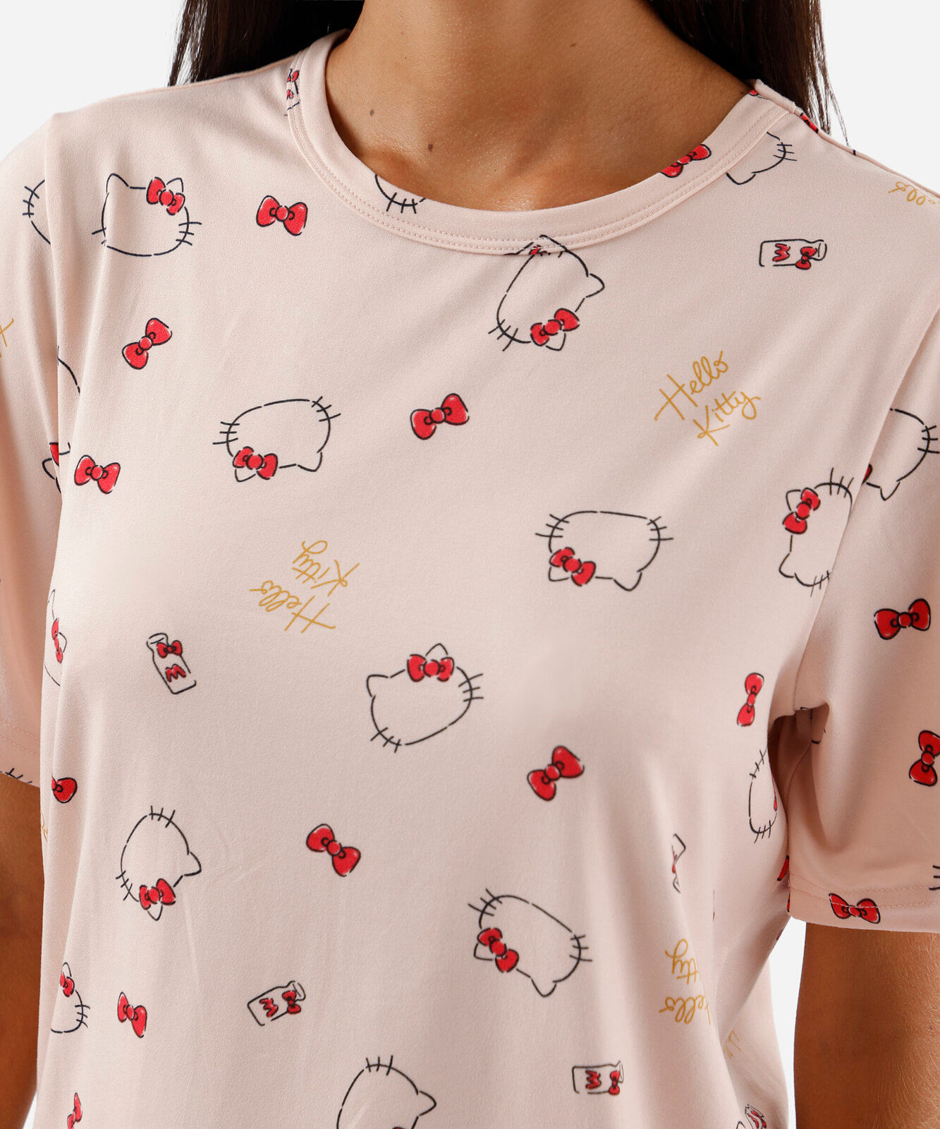 pijama short doll feminino hello kitty rosa