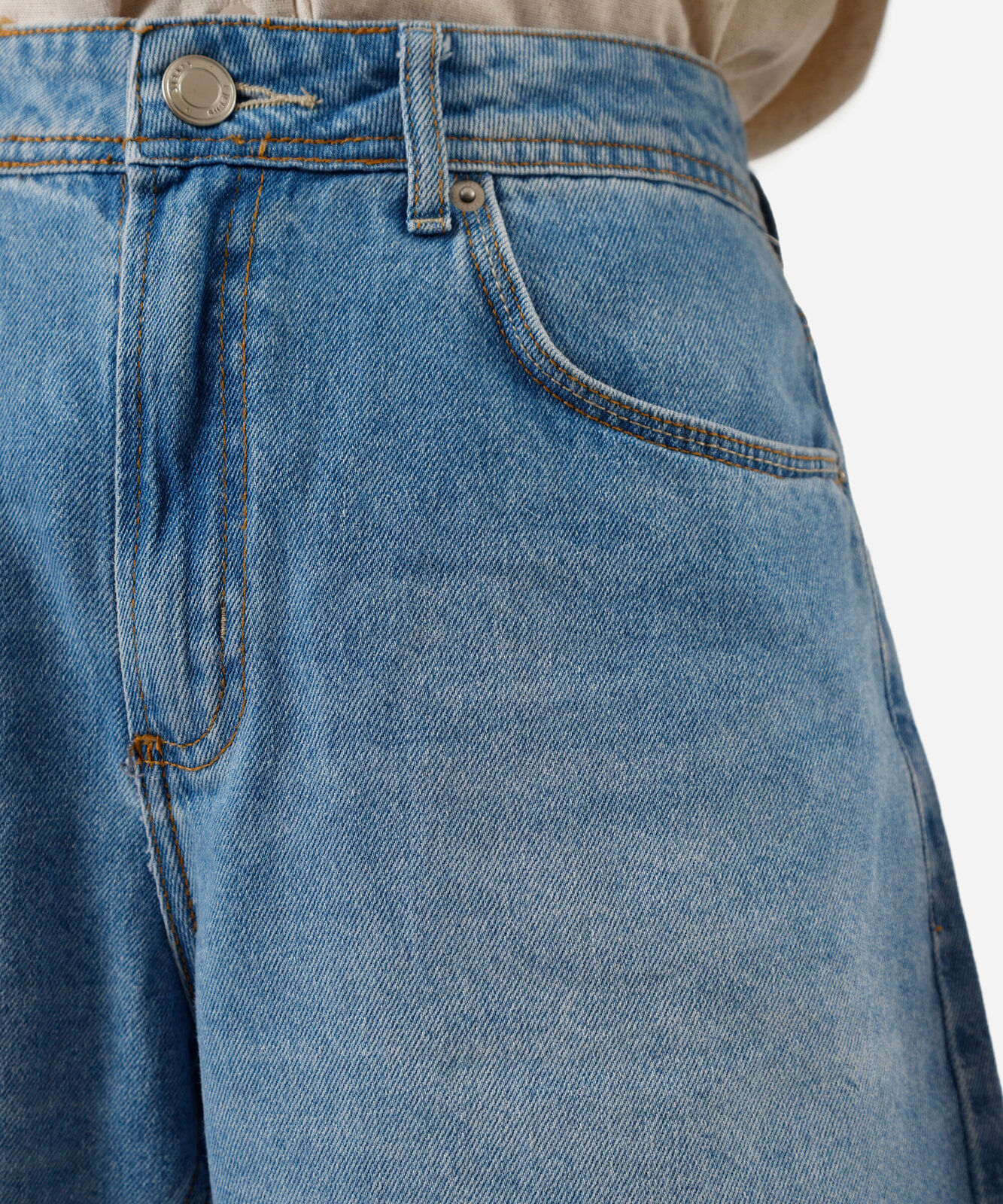 bermuda feminina jeans com recorte cintura alta azul