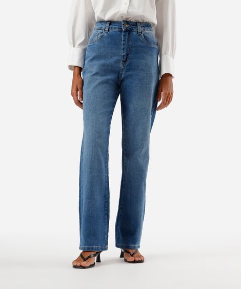 calça reta petit feminina jeans sawary azul