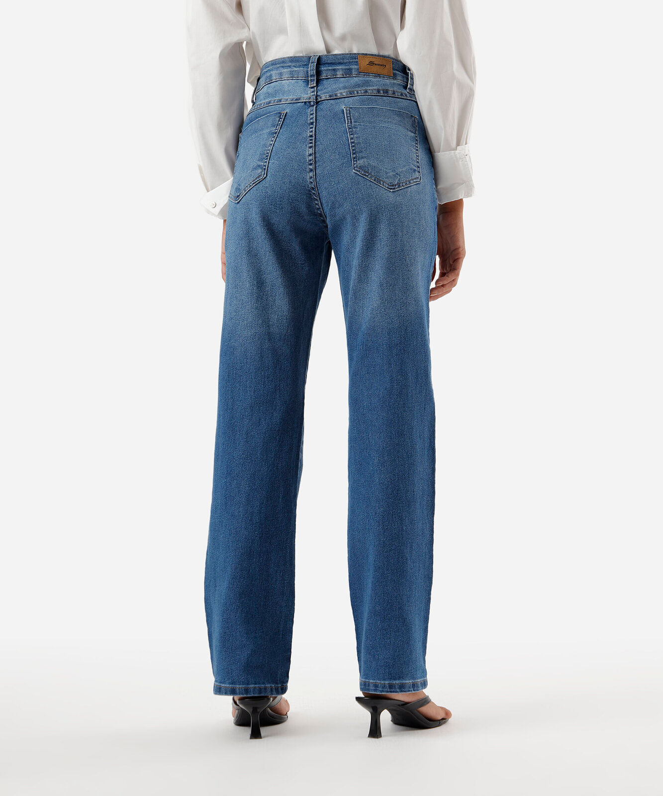 calça reta petit feminina jeans sawary azul