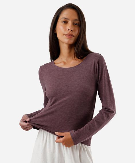 blusa feminina de pijama avulsa manga longa vinho