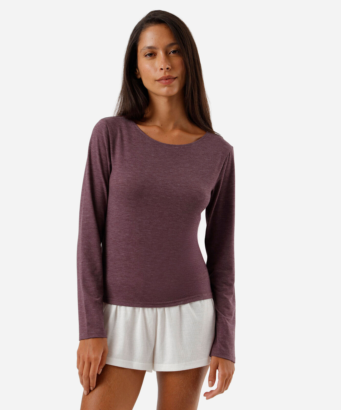 blusa feminina de pijama avulsa manga longa vinho