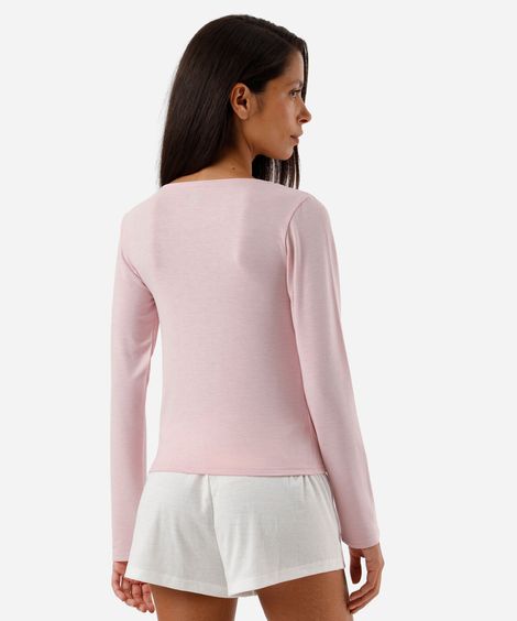 blusa feminina de pijama avulsa manga longa lilás