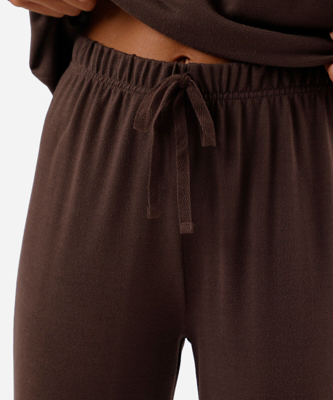 pijama de tricot manga longa marrom