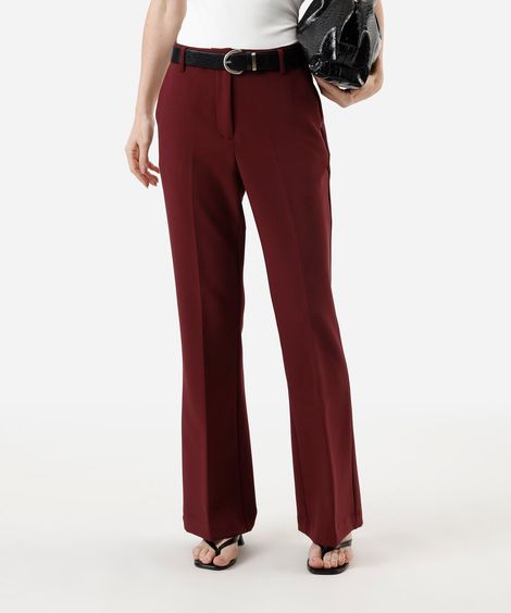 calça flare feminina de alfaiataria vinho