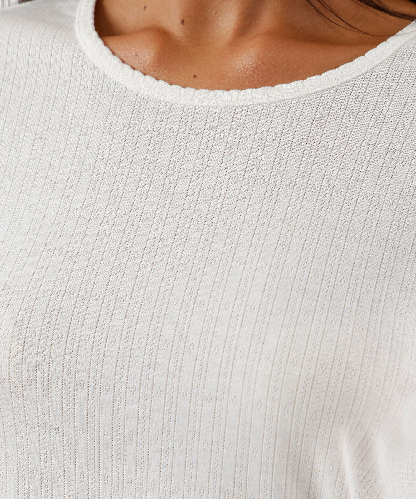blusa de pijama avulsa feminina manga longa texturizada off white