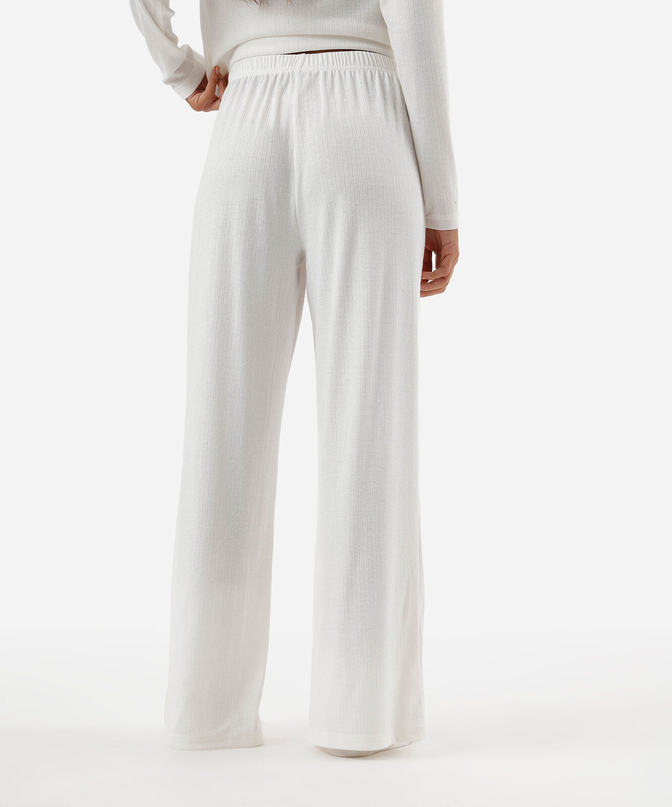 calça de pijama avulsa feminina texturizada off white