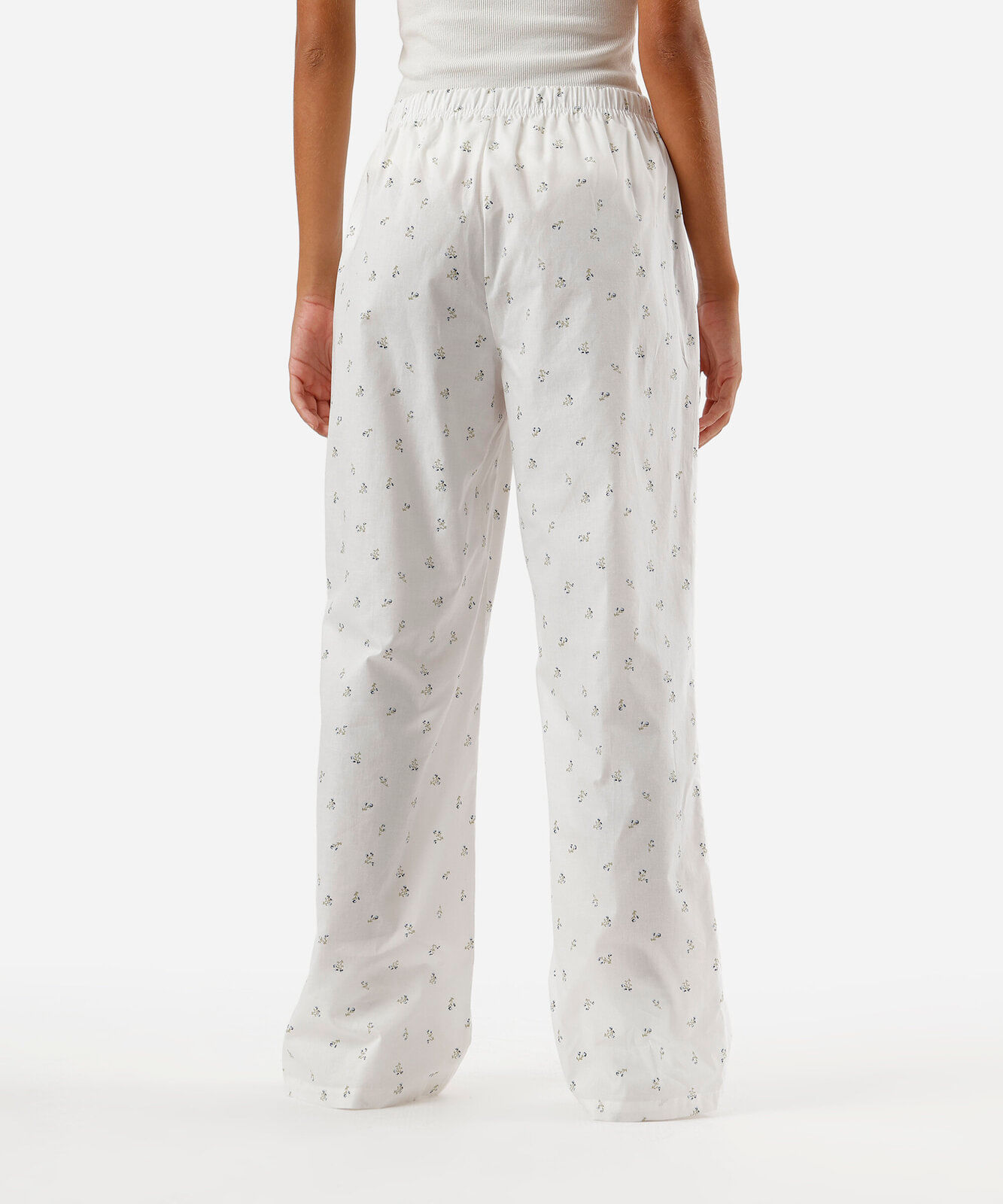 calça de pijama avulsa feminina em algodão floral off white
